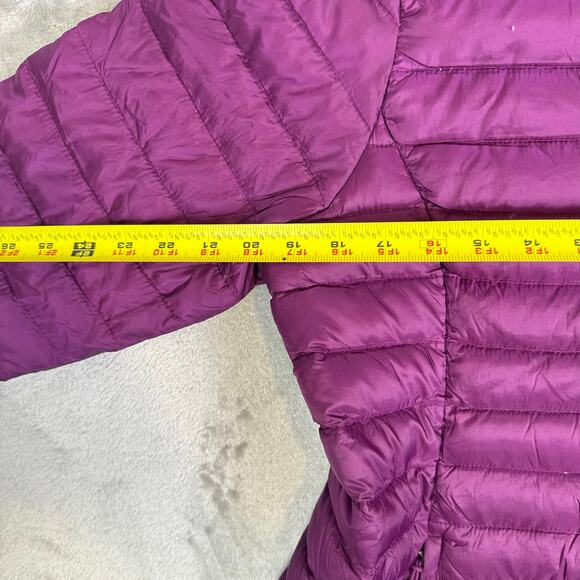 Cabelas Puffer Jacket Women L Purple Hoodie Lightweight Packable Duck Down - Picture 9 of 9
